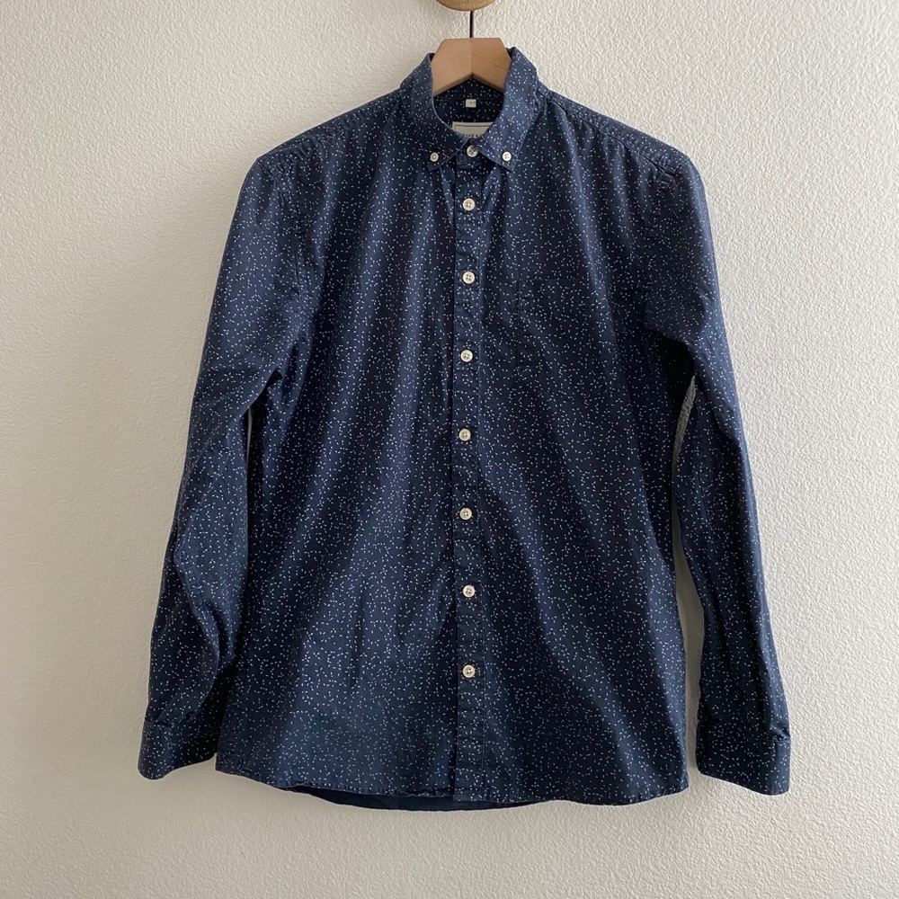 Frank And Oak Dotted Long Sleeve Button Down Shirt